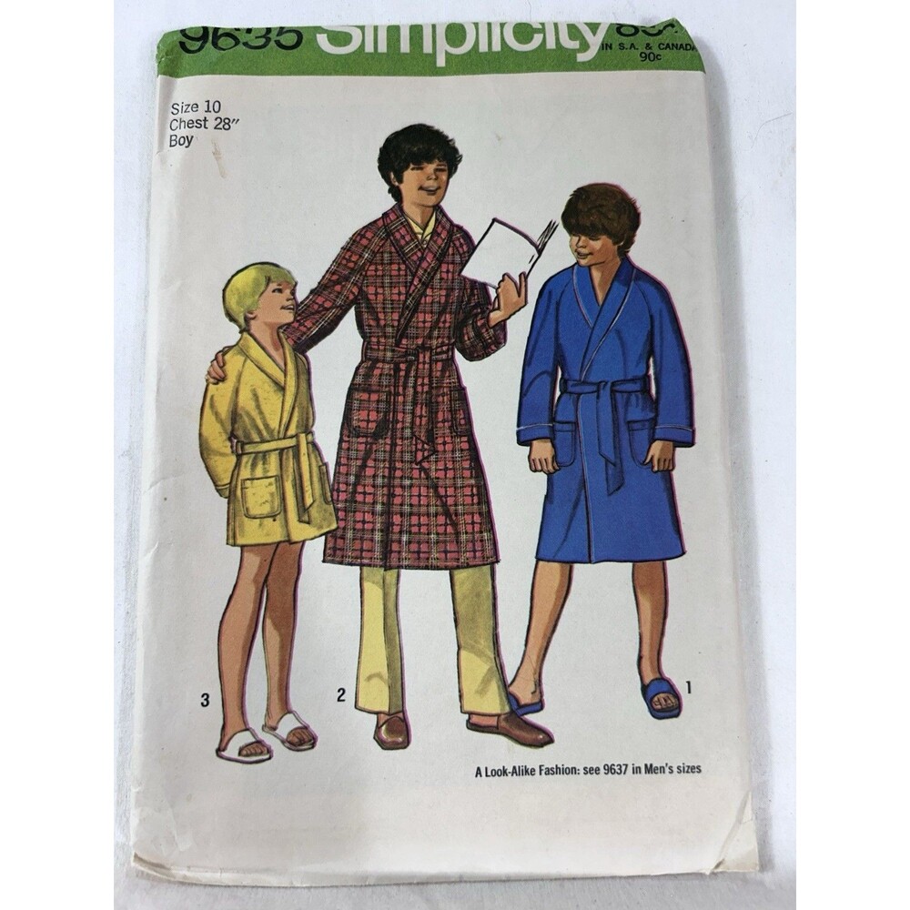 Vintage 1971 Simplicity 9635 Boys Robe Sewing Pattern Sz 10 CUT OOP